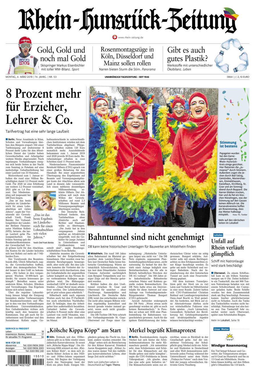 Rhein-Hunsrück-Zeitung vom Montag, 04.03.2019