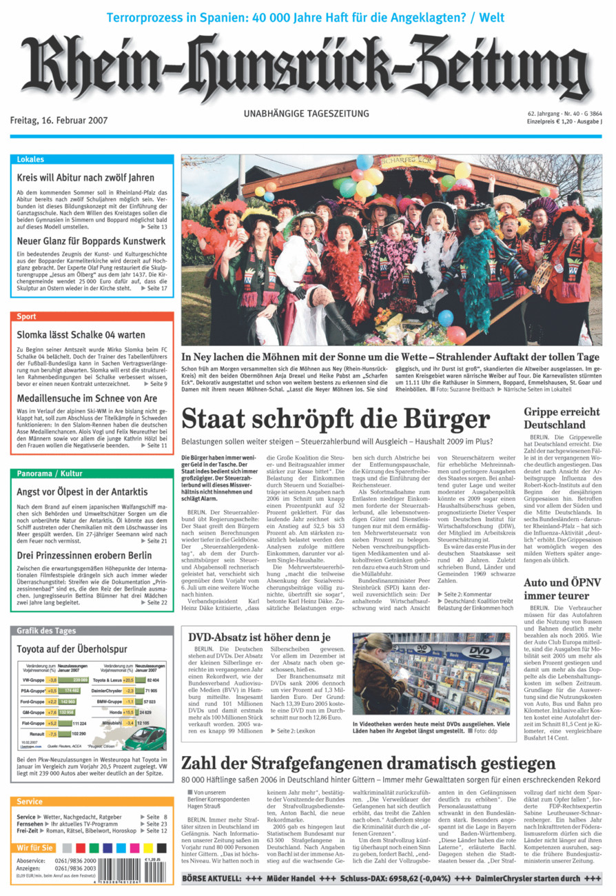 Rhein-Hunsrück-Zeitung vom Freitag, 16.02.2007