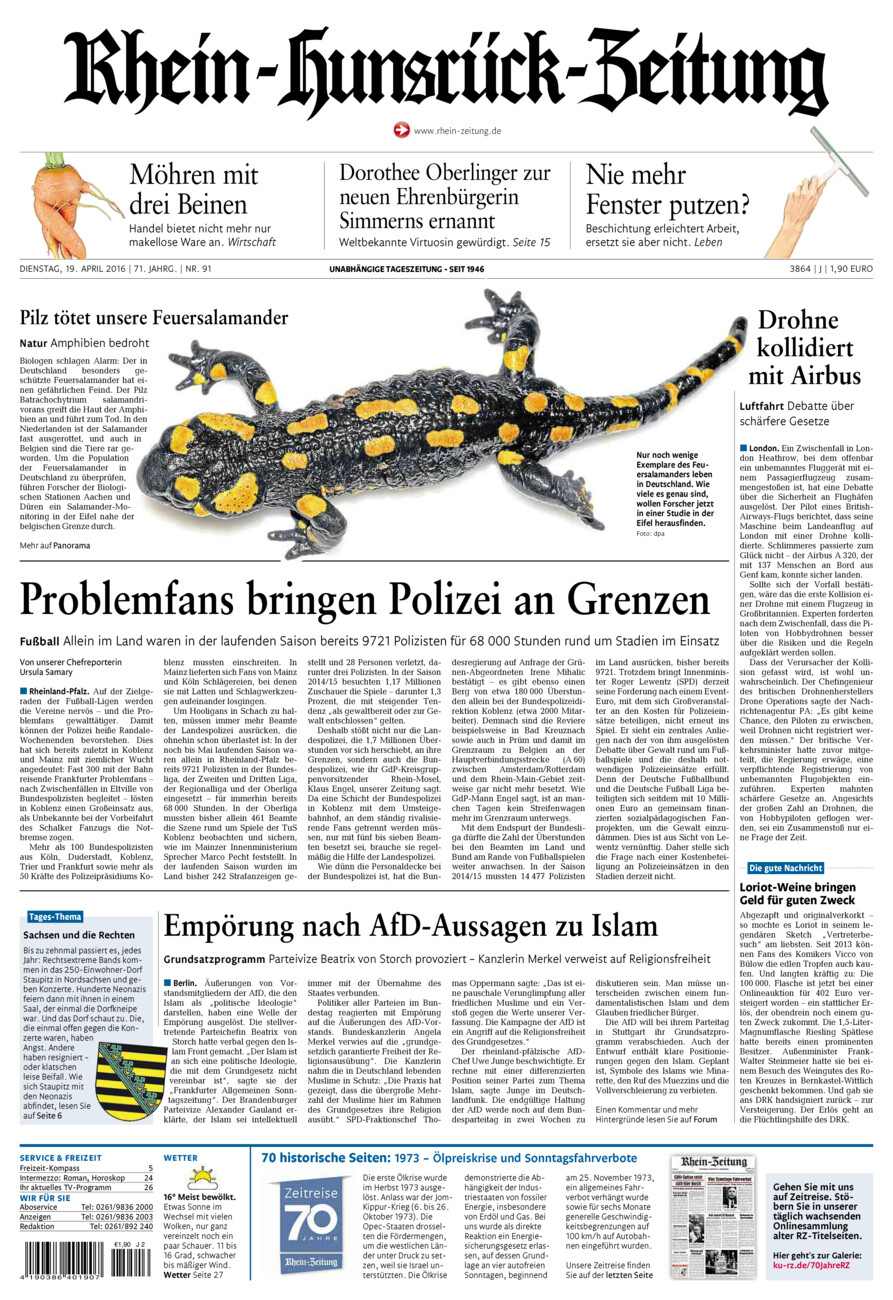 Rhein-Hunsrück-Zeitung vom Dienstag, 19.04.2016