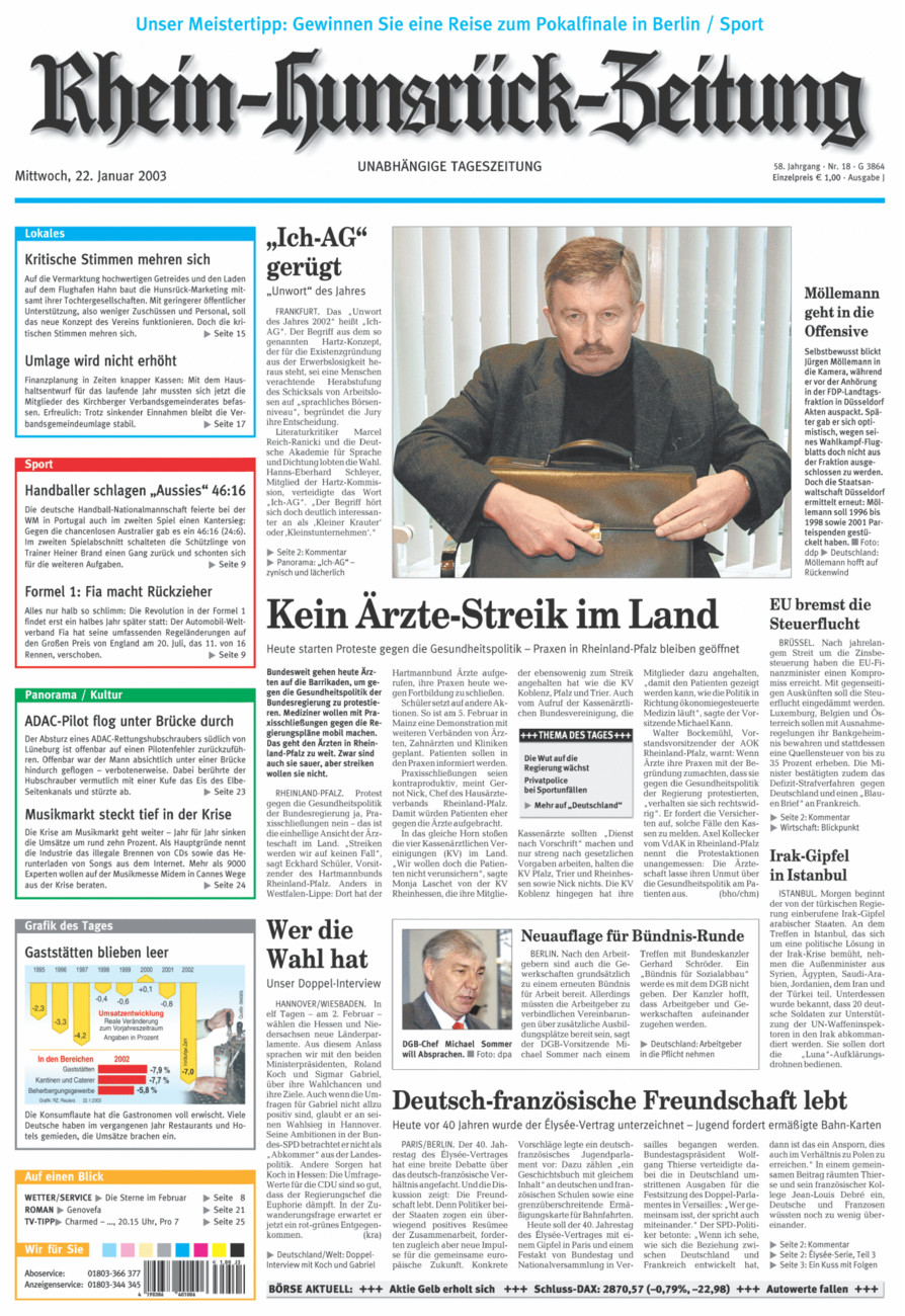 Rhein-Hunsrück-Zeitung vom Mittwoch, 22.01.2003