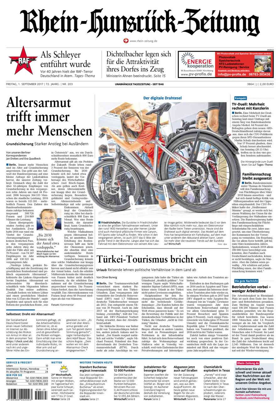 Rhein-Hunsrück-Zeitung vom Freitag, 01.09.2017