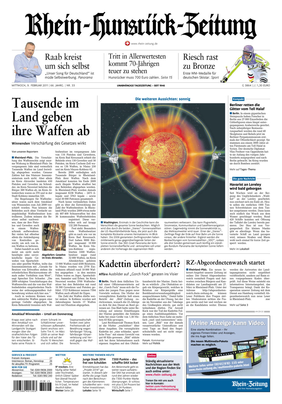 Rhein-Hunsrück-Zeitung vom Mittwoch, 09.02.2011