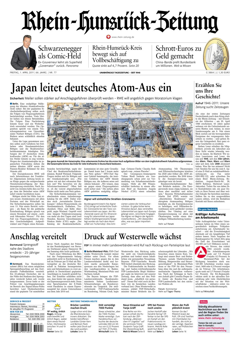 Rhein-Hunsrück-Zeitung vom Freitag, 01.04.2011
