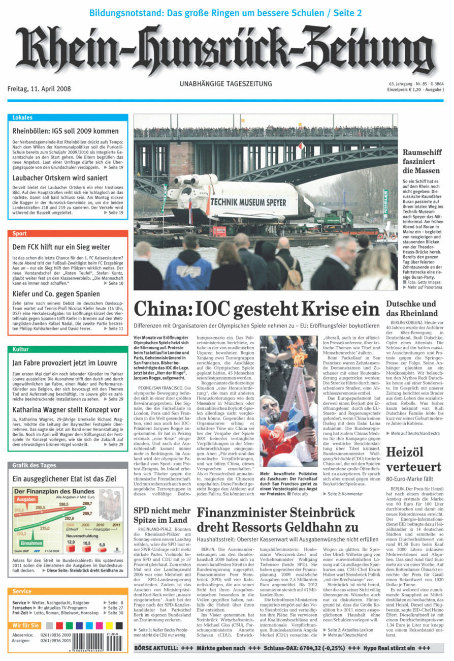 Rhein-Hunsrück-Zeitung vom Freitag, 11.04.2008