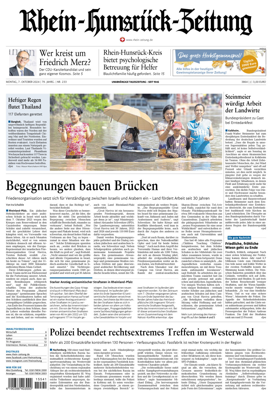 Rhein-Hunsrück-Zeitung vom Montag, 07.10.2024