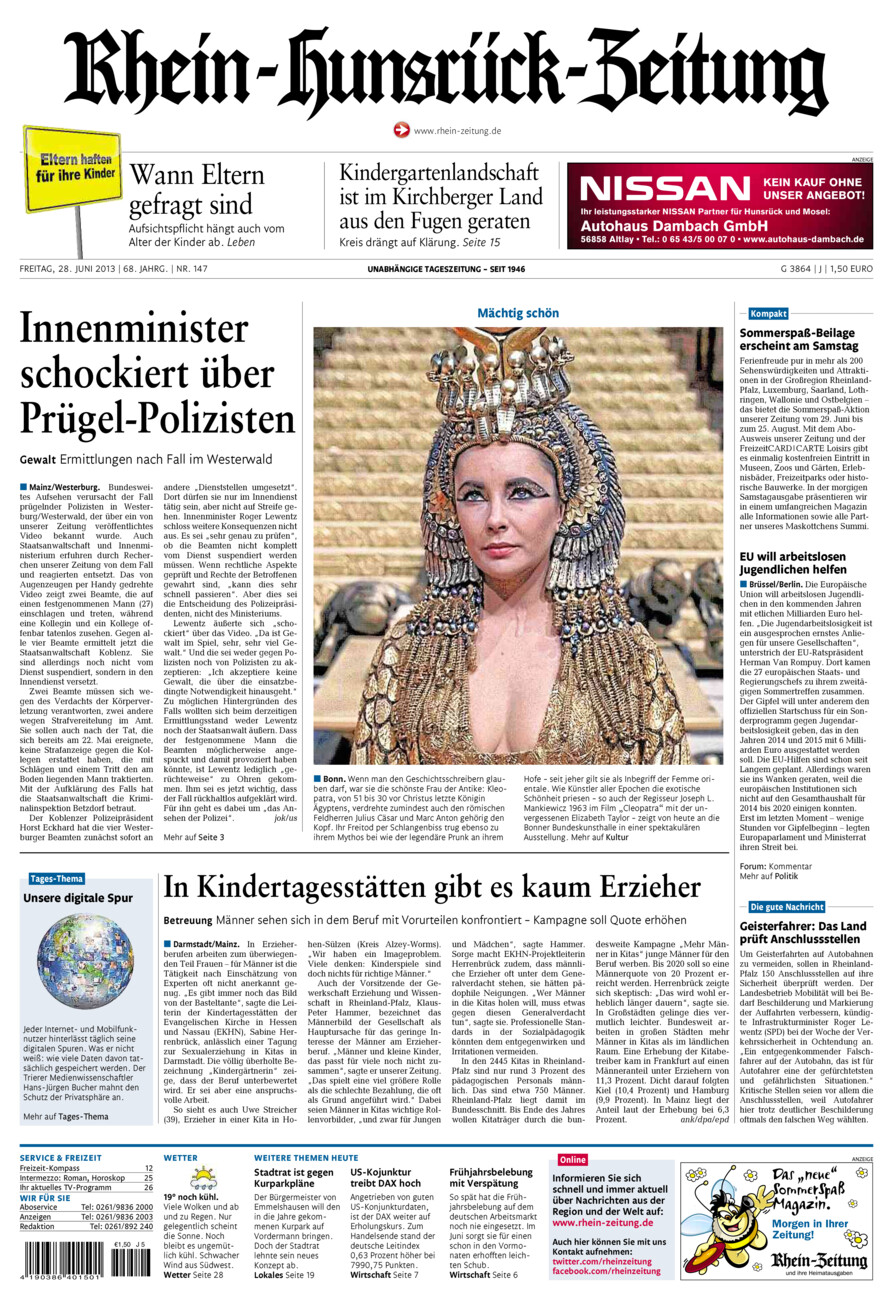 Rhein-Hunsrück-Zeitung vom Freitag, 28.06.2013