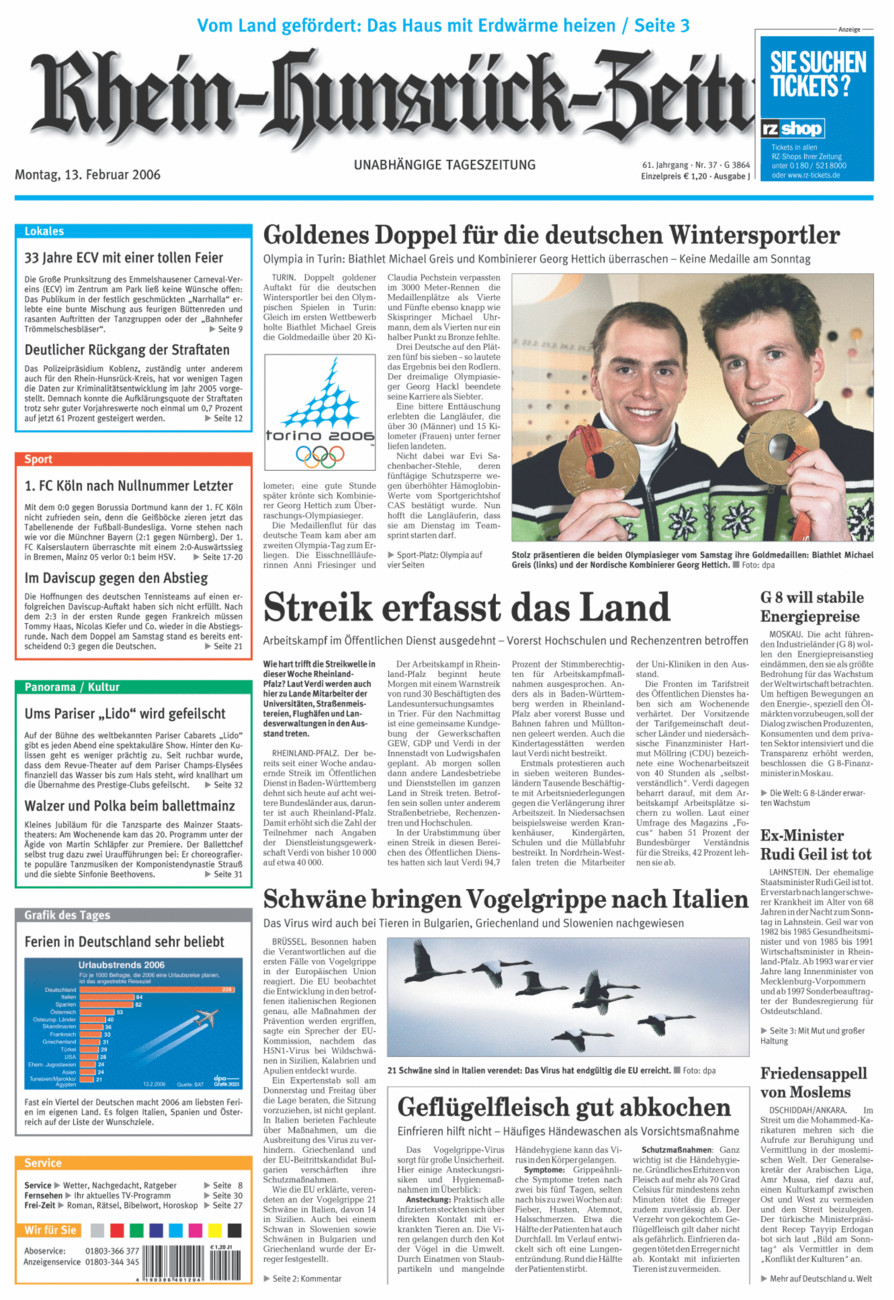 Rhein-Hunsrück-Zeitung vom Montag, 13.02.2006
