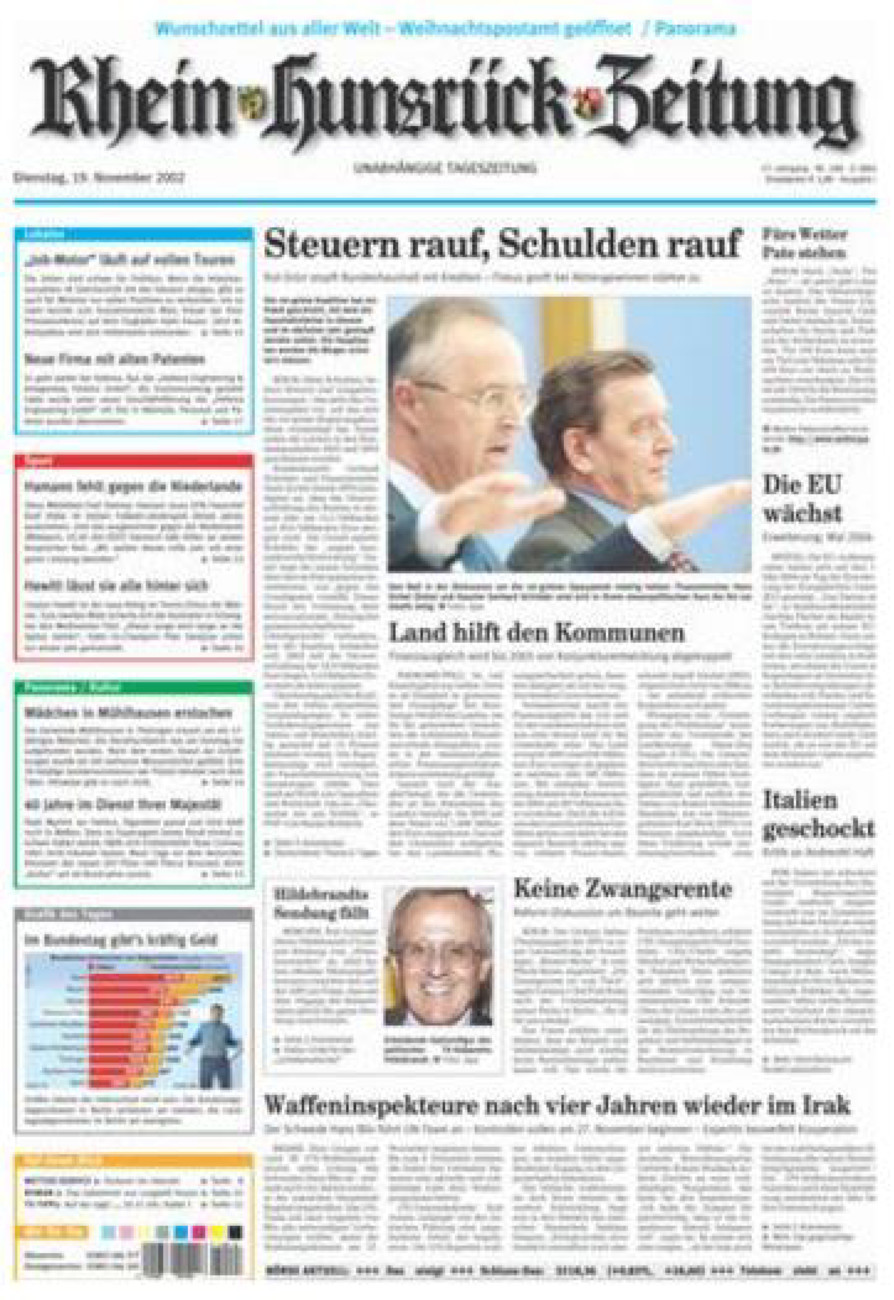 Rhein-Hunsrück-Zeitung vom Dienstag, 19.11.2002