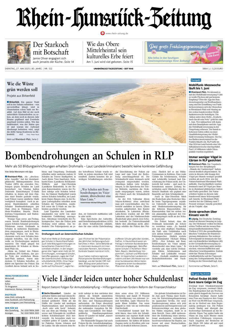 Rhein-Hunsrück-Zeitung vom Dienstag, 27.05.2025