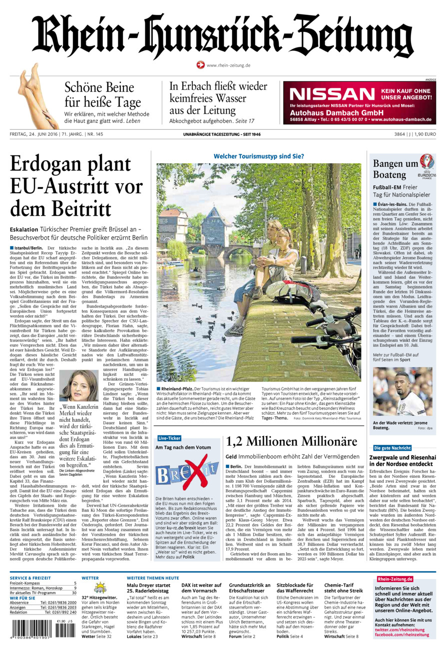 Rhein-Hunsrück-Zeitung vom Freitag, 24.06.2016