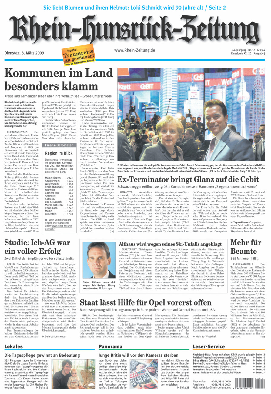 Rhein-Hunsrück-Zeitung vom Dienstag, 03.03.2009