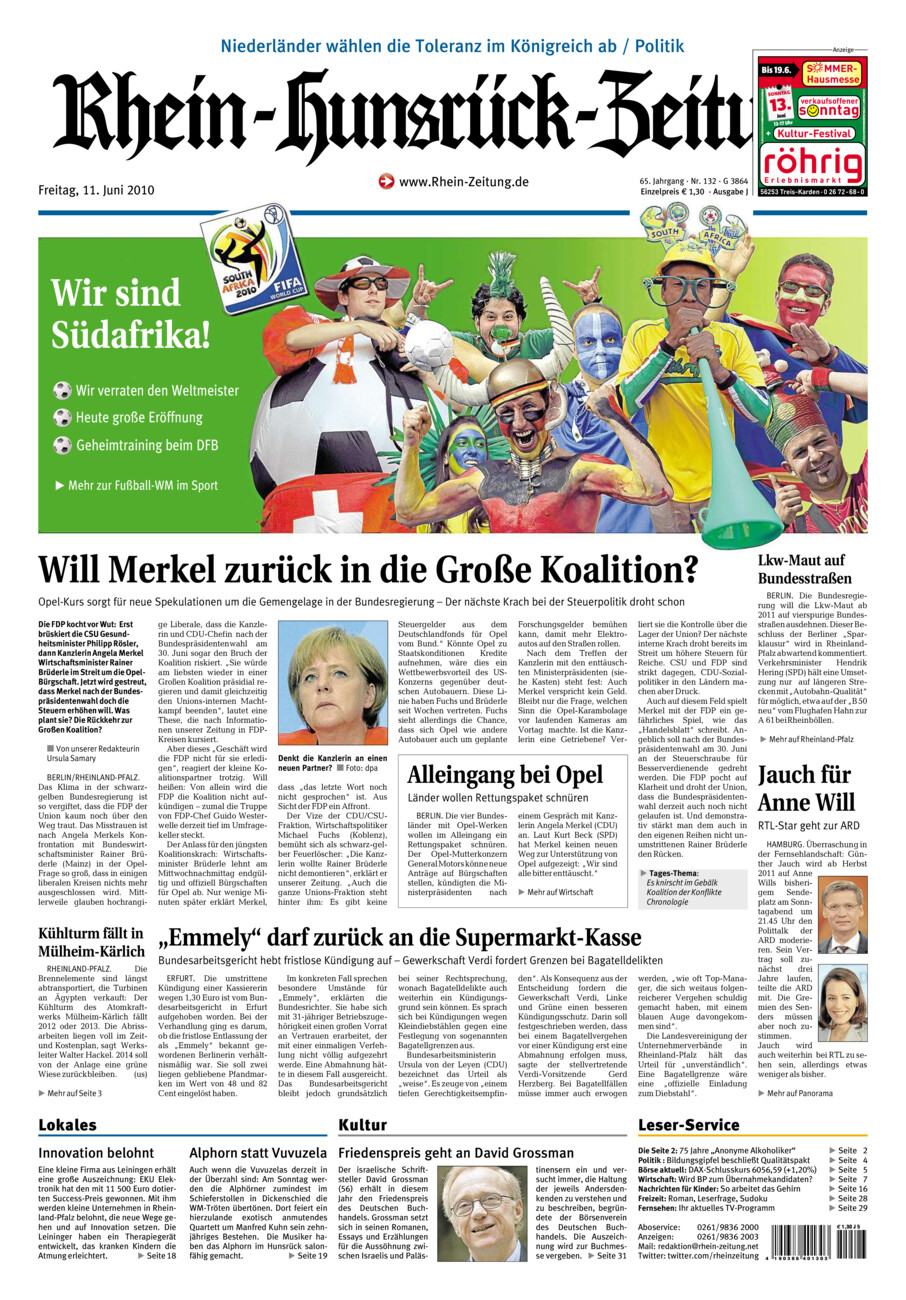 Rhein-Hunsrück-Zeitung vom Freitag, 11.06.2010