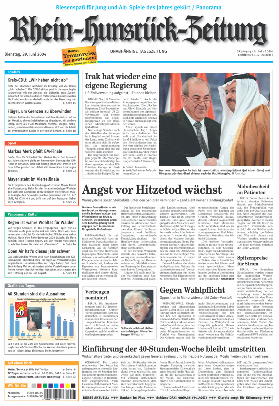 Rhein-Hunsrück-Zeitung vom Dienstag, 29.06.2004