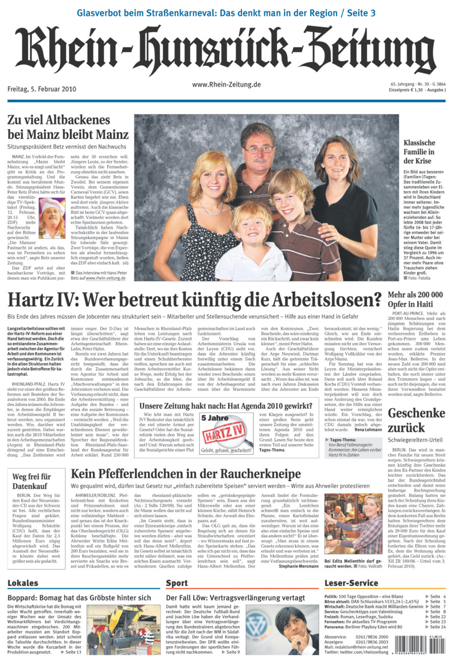 Rhein-Hunsrück-Zeitung vom Freitag, 05.02.2010