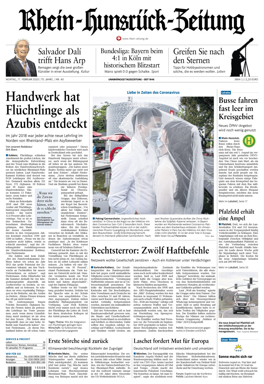 Rhein-Hunsrück-Zeitung vom Montag, 17.02.2020