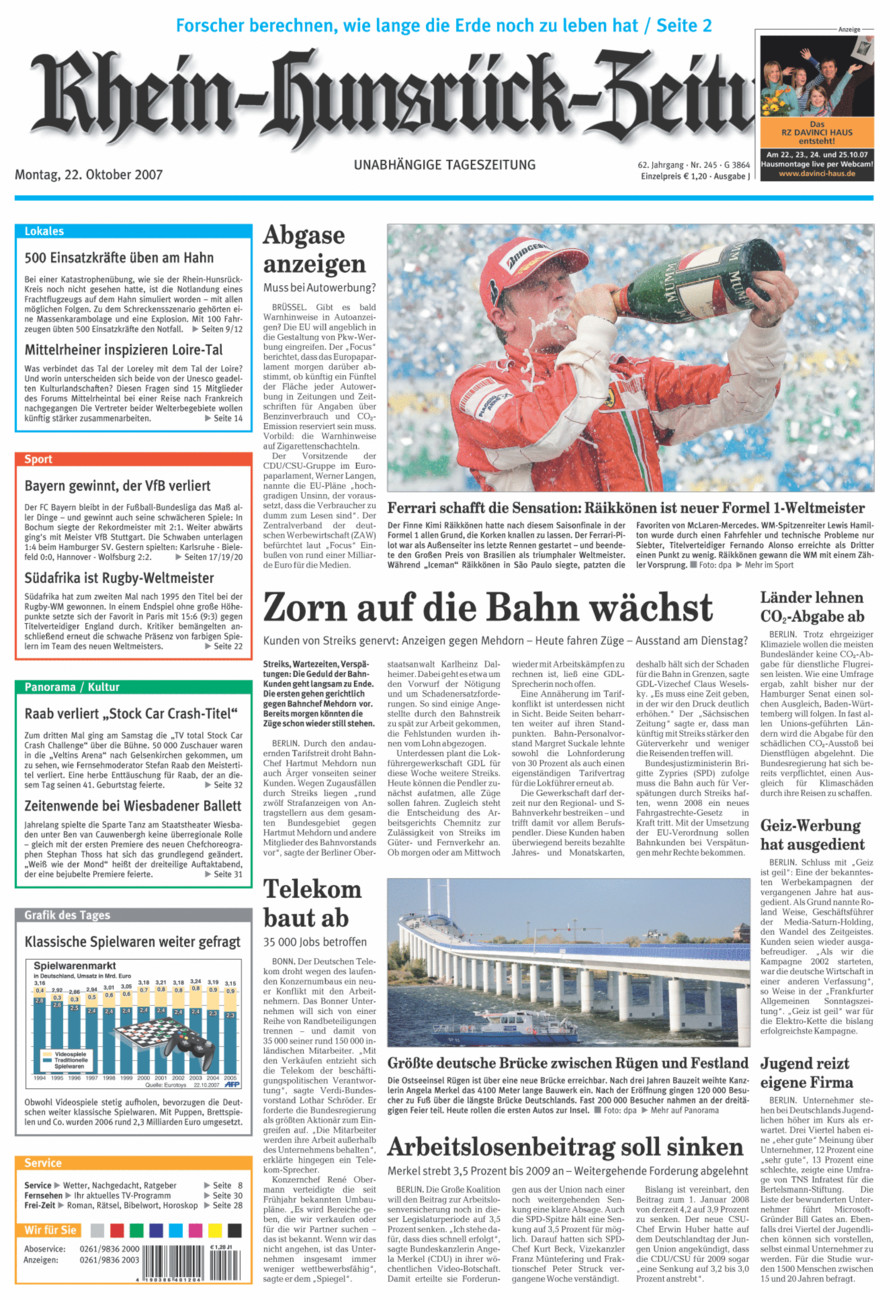 Rhein-Hunsrück-Zeitung vom Montag, 22.10.2007