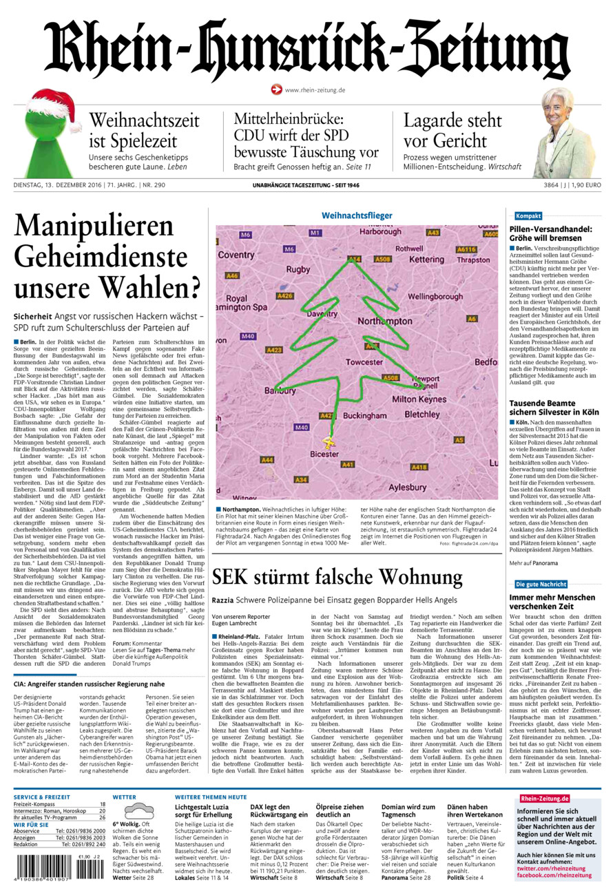 Rhein-Hunsrück-Zeitung vom Dienstag, 13.12.2016