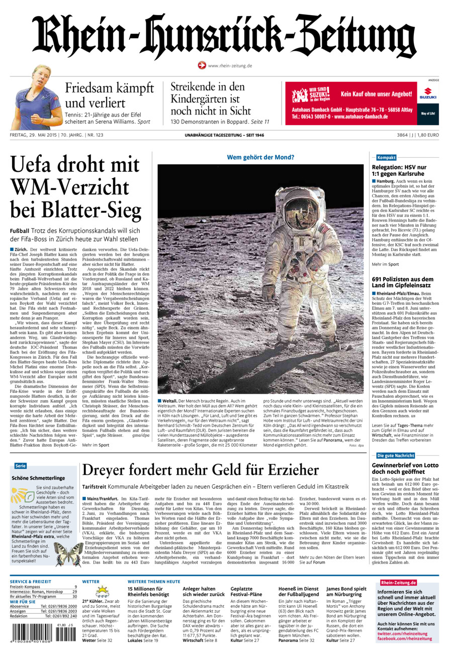 Rhein-Hunsrück-Zeitung vom Freitag, 29.05.2015