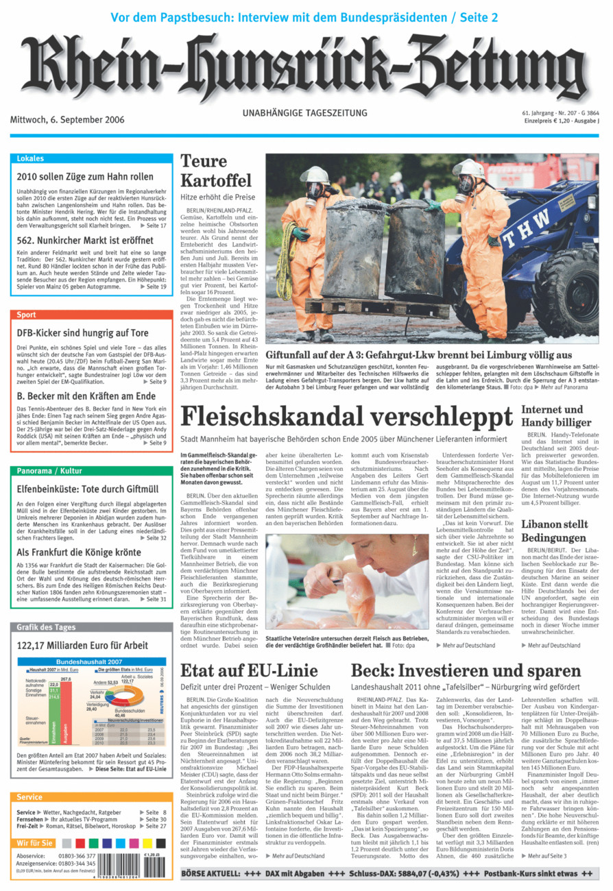 Rhein-Hunsrück-Zeitung vom Mittwoch, 06.09.2006