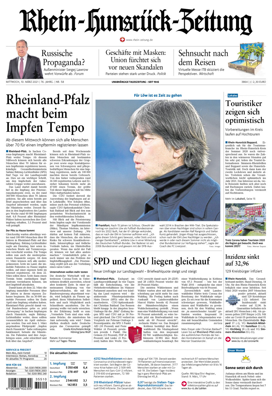 Rhein-Hunsrück-Zeitung vom Mittwoch, 10.03.2021