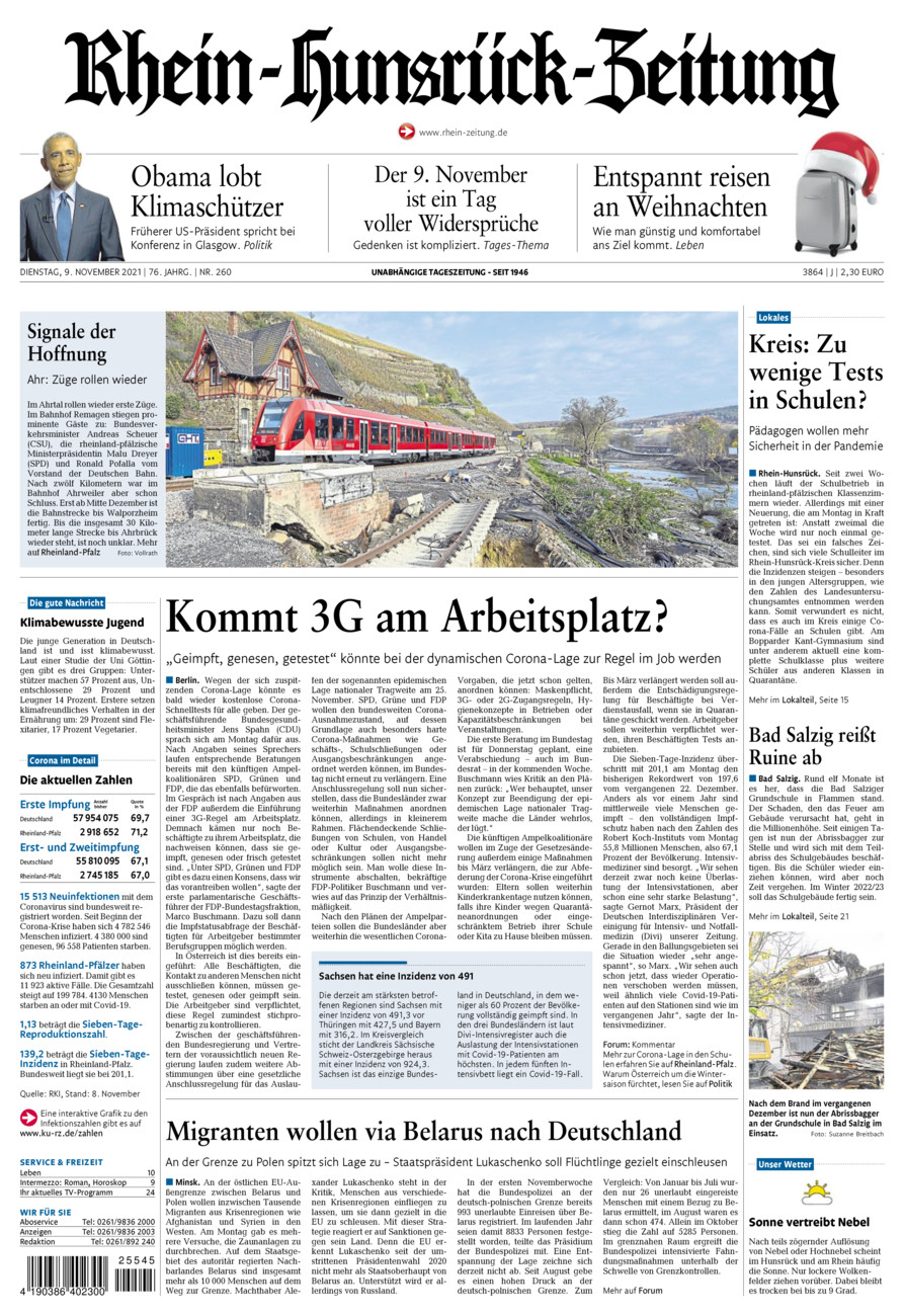 Rhein-Hunsrück-Zeitung vom Dienstag, 09.11.2021