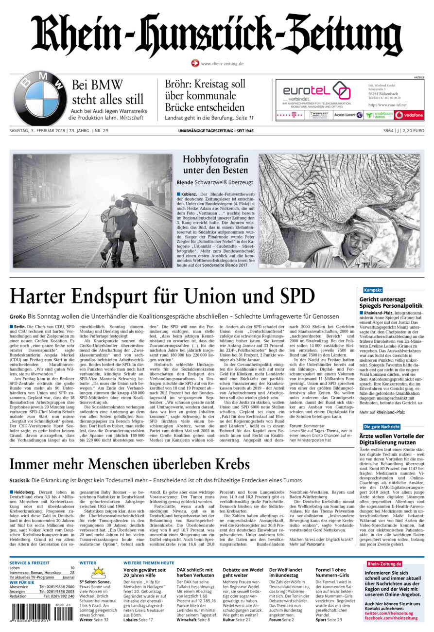 Rhein-Hunsrück-Zeitung vom Samstag, 03.02.2018