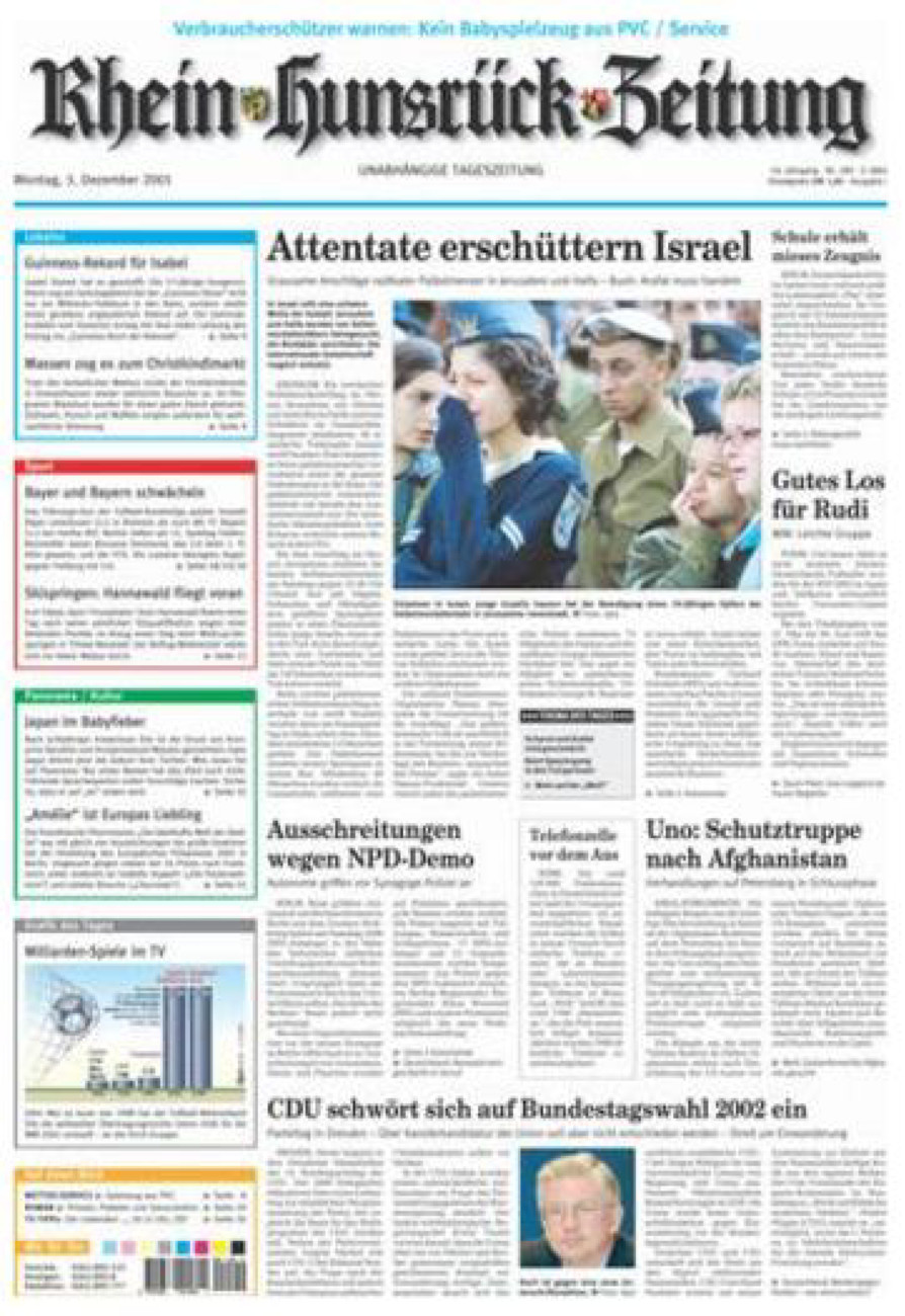 Rhein-Hunsrück-Zeitung vom Montag, 03.12.2001