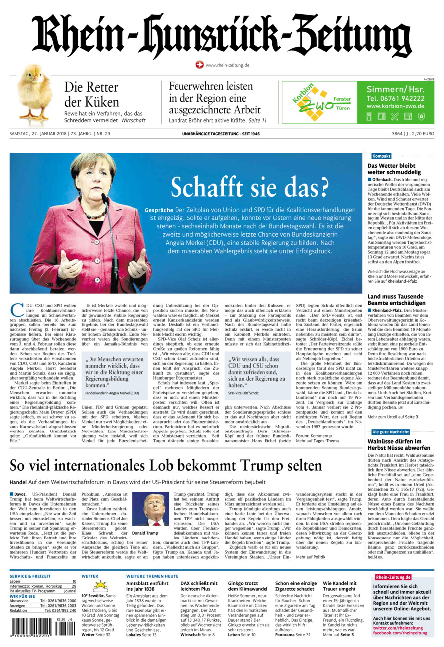 Rhein-Hunsrück-Zeitung vom Samstag, 27.01.2018