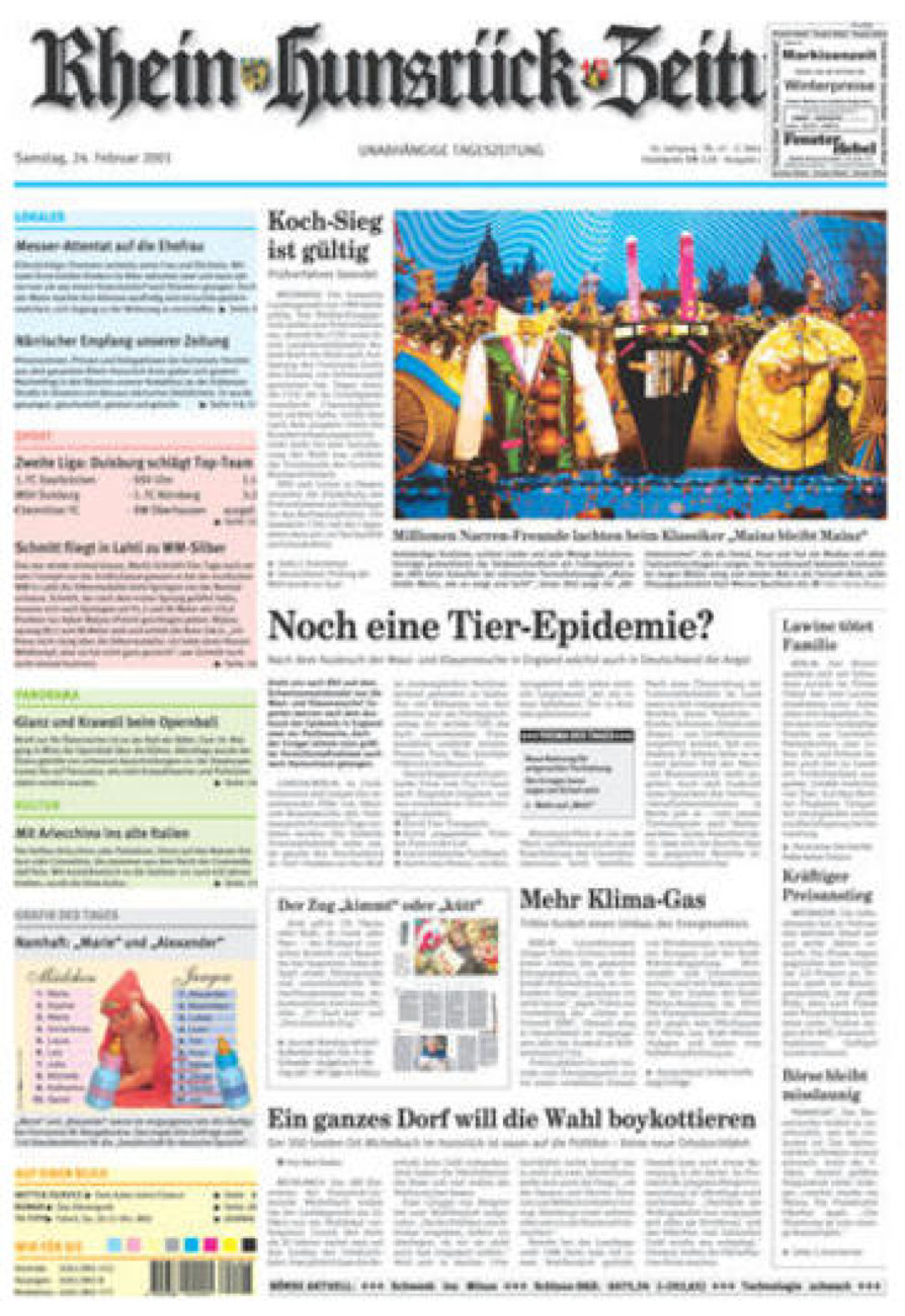 Rhein-Hunsrück-Zeitung vom Samstag, 24.02.2001