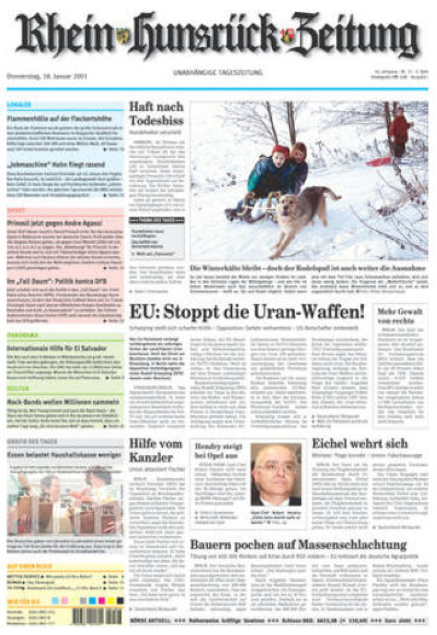 Rhein-Hunsrück-Zeitung vom Donnerstag, 18.01.2001
