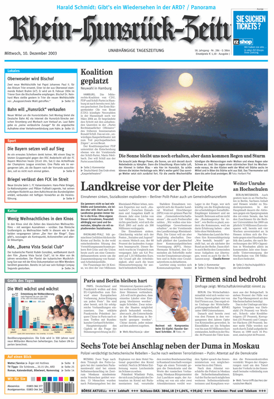 Rhein-Hunsrück-Zeitung vom Mittwoch, 10.12.2003