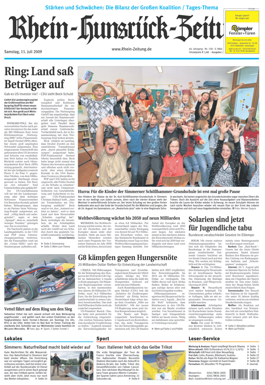 Rhein-Hunsrück-Zeitung vom Samstag, 11.07.2009