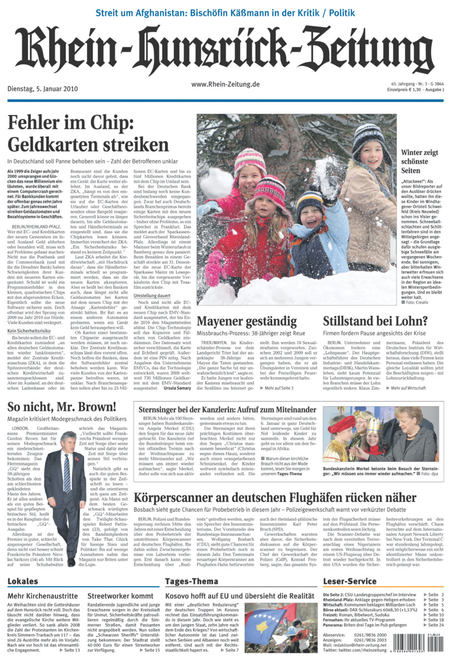 Rhein-Hunsrück-Zeitung vom Dienstag, 05.01.2010