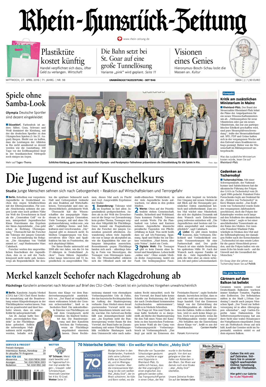 Rhein-Hunsrück-Zeitung vom Mittwoch, 27.04.2016