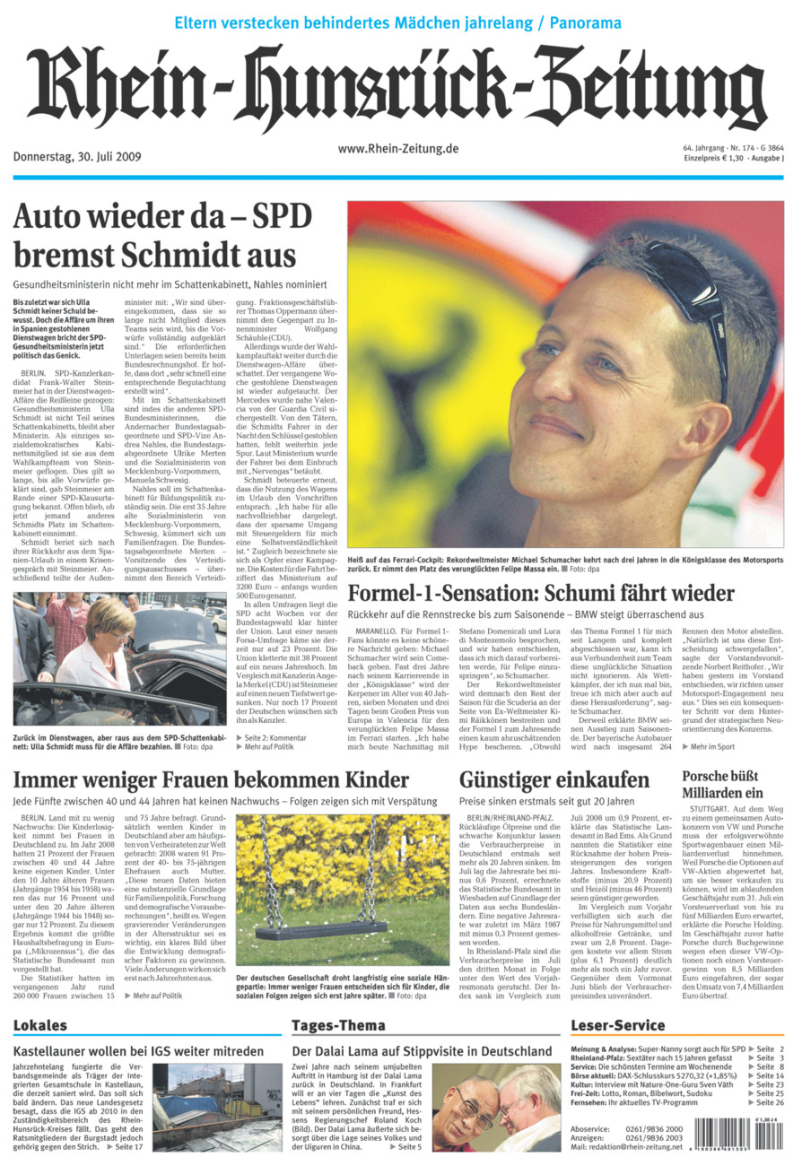 Rhein-Hunsrück-Zeitung vom Donnerstag, 30.07.2009