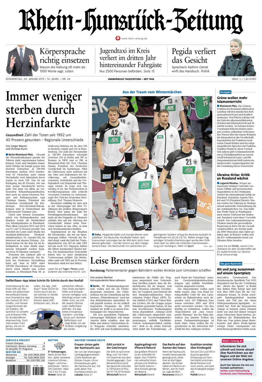 Rhein-Hunsrück-Zeitung vom Donnerstag, 29.01.2015