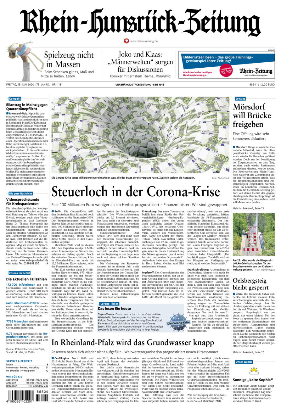 Rhein-Hunsrück-Zeitung vom Freitag, 15.05.2020