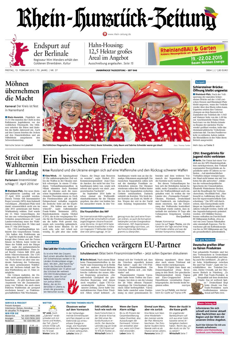Rhein-Hunsrück-Zeitung vom Freitag, 13.02.2015