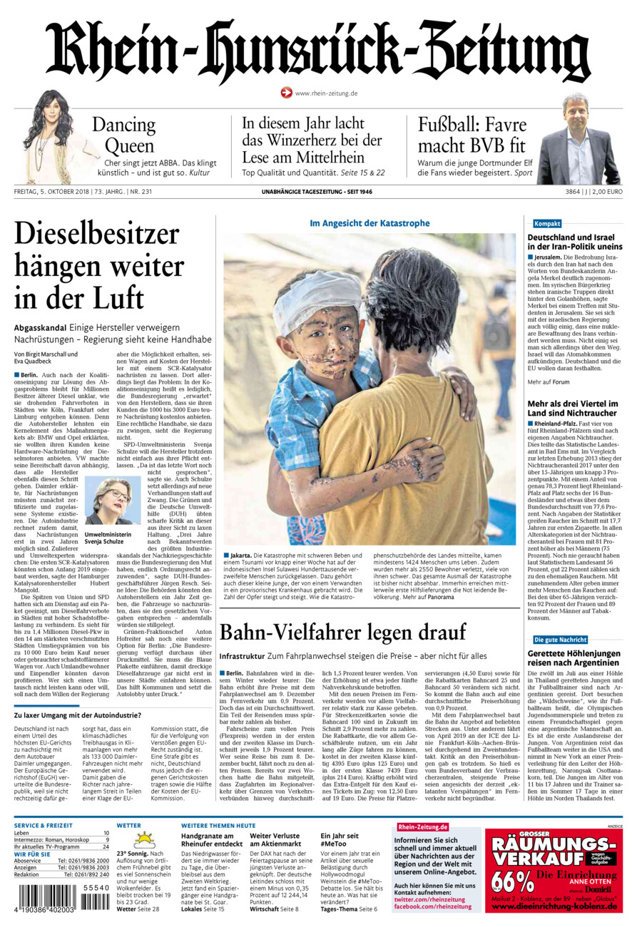 Rhein-Hunsrück-Zeitung vom Freitag, 05.10.2018
