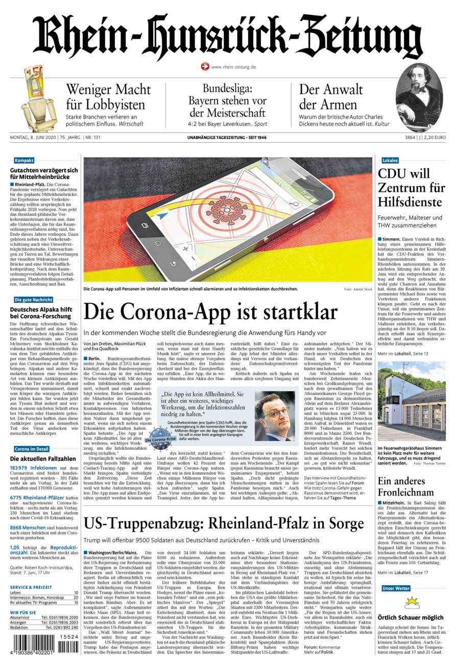 Rhein-Hunsrück-Zeitung vom Montag, 08.06.2020