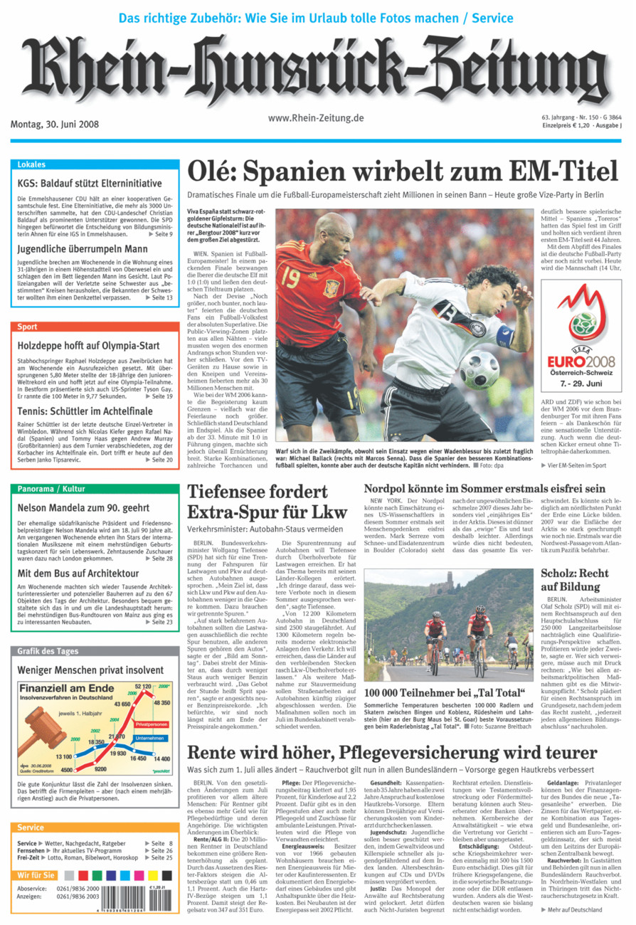 Rhein-Hunsrück-Zeitung vom Montag, 30.06.2008