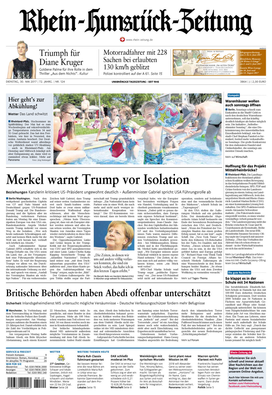 Rhein-Hunsrück-Zeitung vom Dienstag, 30.05.2017