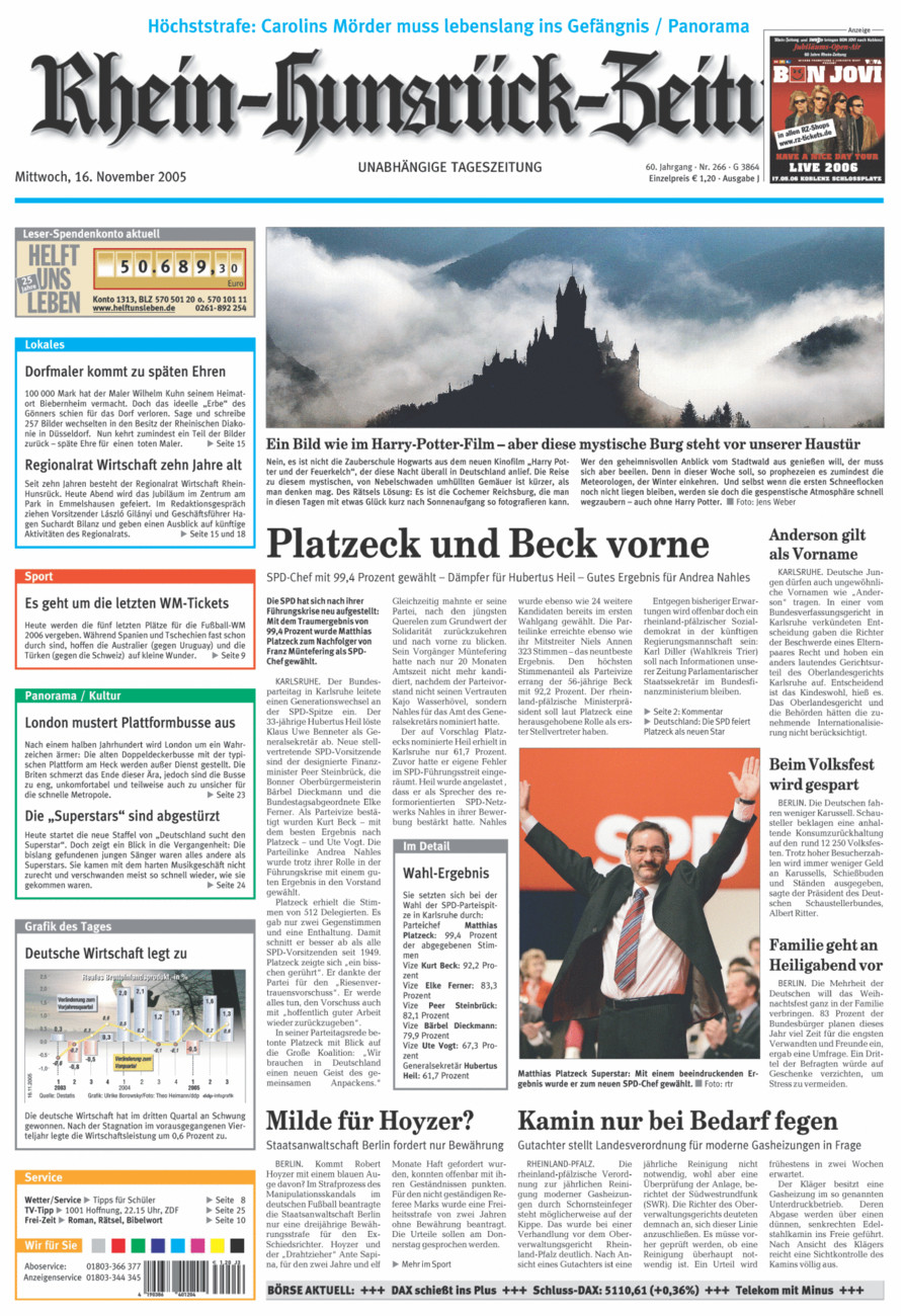 Rhein-Hunsrück-Zeitung vom Mittwoch, 16.11.2005