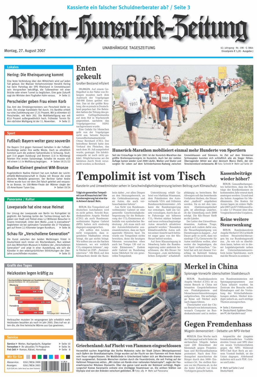 Rhein-Hunsrück-Zeitung vom Montag, 27.08.2007