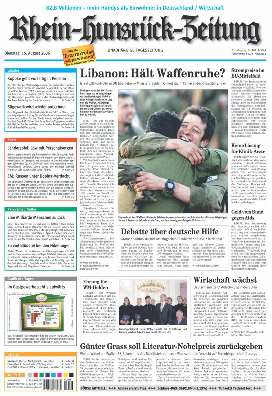 Rhein-Hunsrück-Zeitung vom Dienstag, 15.08.2006