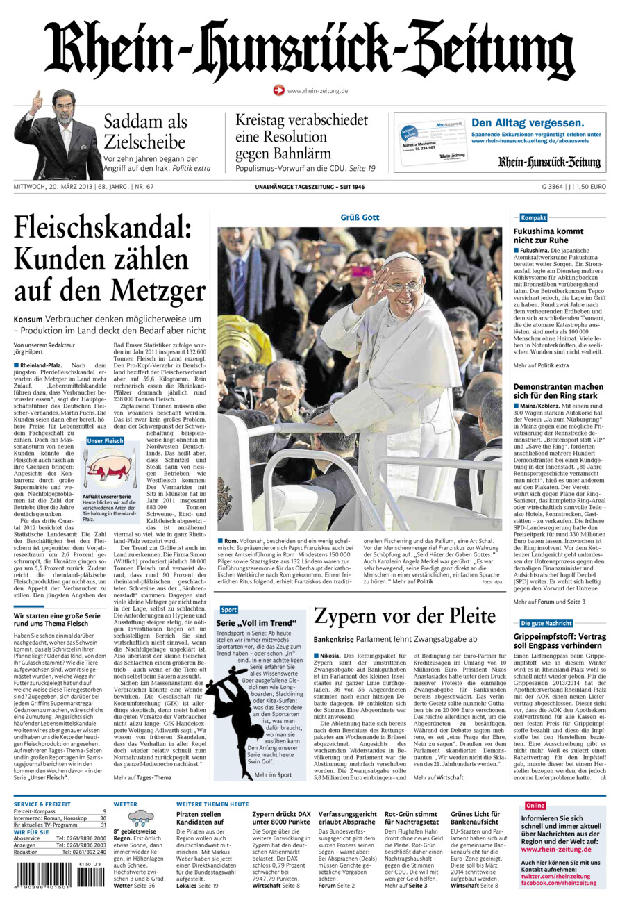 Rhein-Hunsrück-Zeitung vom Mittwoch, 20.03.2013