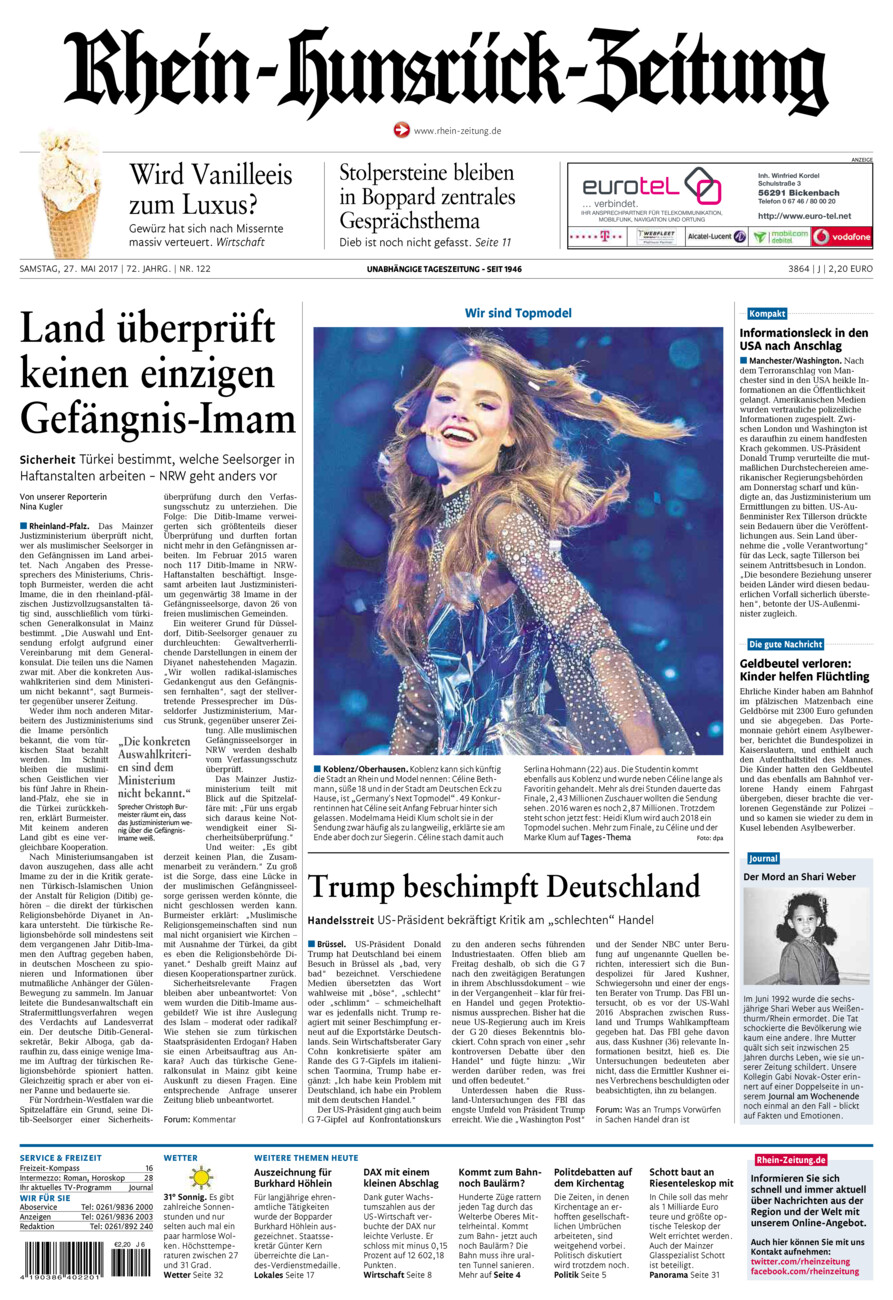 Rhein-Hunsrück-Zeitung vom Samstag, 27.05.2017