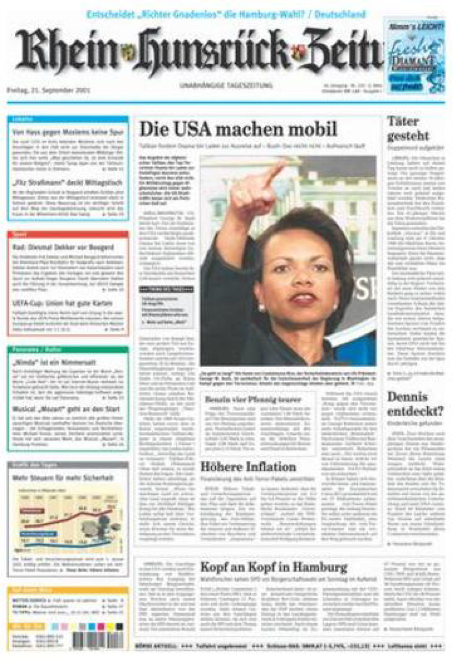 Rhein-Hunsrück-Zeitung vom Freitag, 21.09.2001