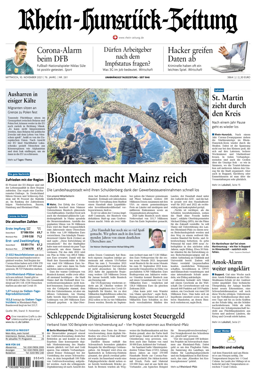 Rhein-Hunsrück-Zeitung vom Mittwoch, 10.11.2021