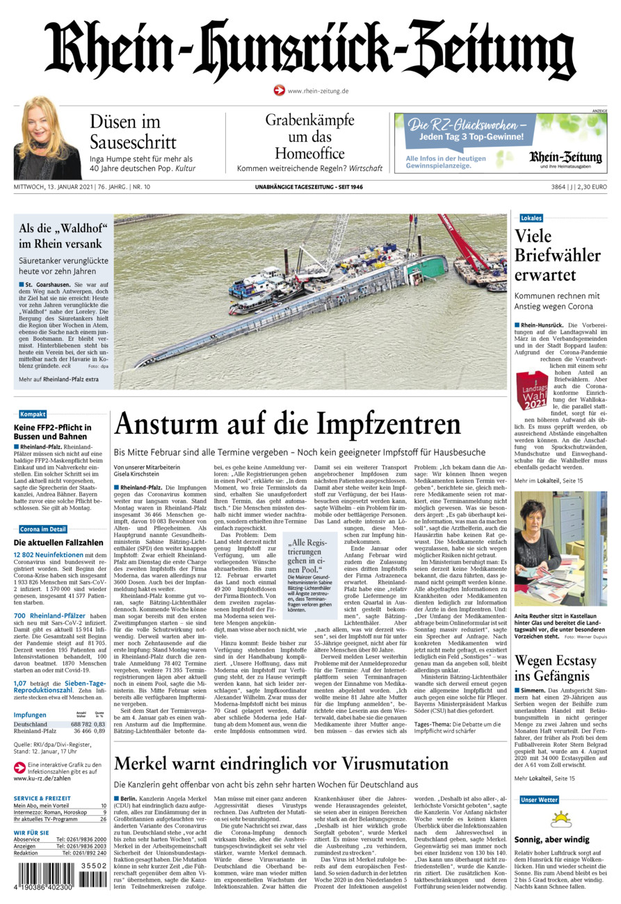Rhein-Hunsrück-Zeitung vom Mittwoch, 13.01.2021